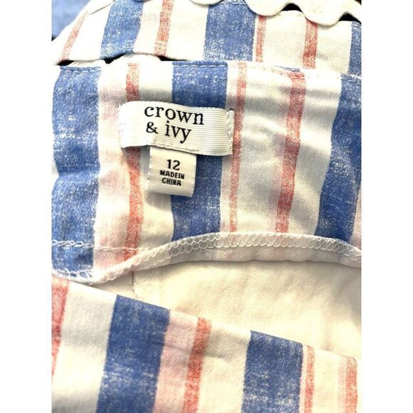 Ladies Size 12 Skort Pastel Stripe Ric Rac Preppy Beach Party Classic Summer - Picture 5 of 5